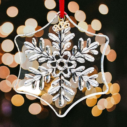 2025 Crystal Snowflake Ornaments for Christmas Tree, 3.5" Clear Glass Snowflake Ornaments, Crystal Christmas Snow Flake for Tree, Xmas Gift for Home Decoration