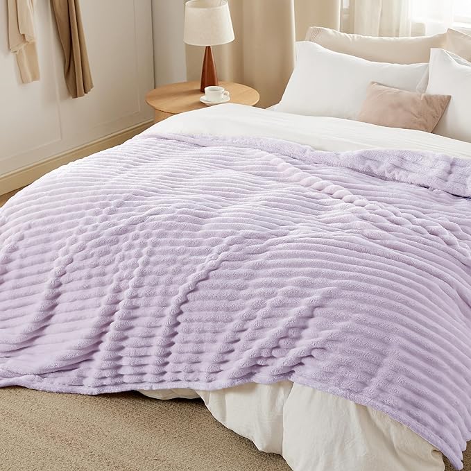 Bedsure GentleSoft Lavender Fog Fleece Blanket for - Super Soft Cozy King Blankets for Women, Cute Small Blanket for Girls, 108x90 Inches