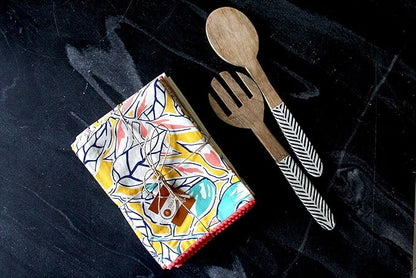 TARAN LIVING Valentine's Printed Kitchen Dish Bar and Tea Towels Cotton, 18x28 inch with Trims, Cotton Dish Towel Sets (Yellow, Set of 4)