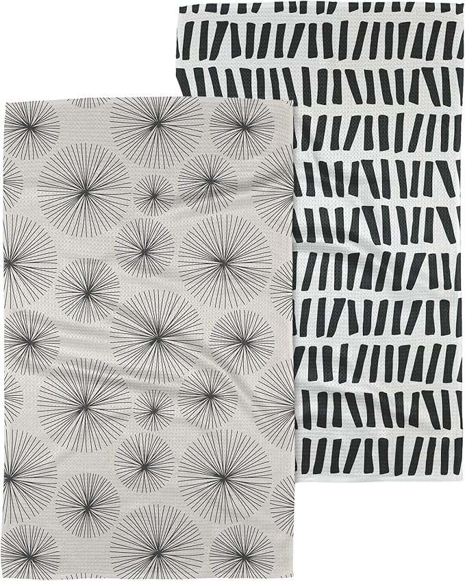 GEOMETRY Kitchen Tea Towel Quick Dry Microfiber Dish Towels Premium Towel Sky Party 2 Pack Set