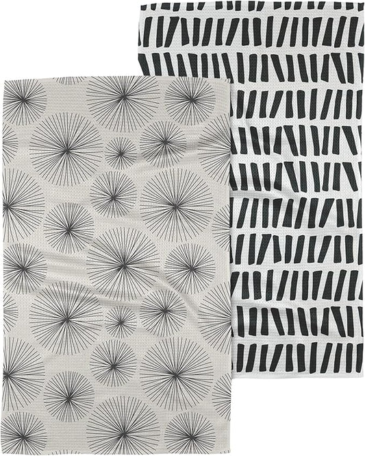 GEOMETRY Kitchen Tea Towel Quick Dry Microfiber Dish Towels Premium Towel Sky Party 2 Pack Set