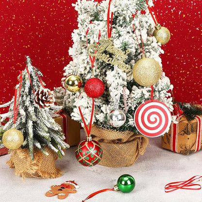 JUNEBRUSHS 300Pcs Christmas Ornament Hangers, Hand Tied String Ties Ornament Loops Thin Red Ribbon for Ornaments Christmas Tree Hanging Decorations (Red)