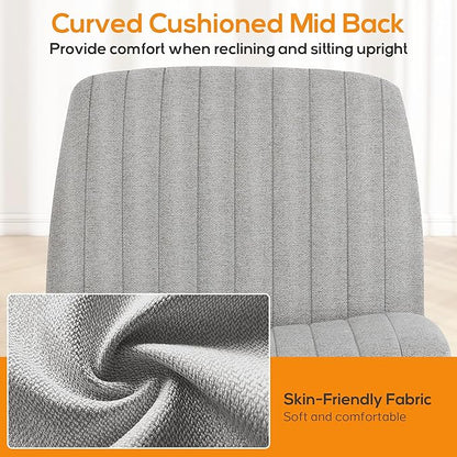 DUMOS Criss Cross Chair Legged Office Wide Comfy Desk Seat, No Wheels Armless Computer Task Seating, Swivel Vanity Home Height Adjustable