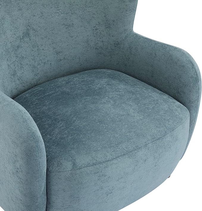 Christopher Knight Home Auden Wooden Low Profile Accent Chair, Velvet Upholstered Wingback Living Room Lounge Chair, Bedroom Comfy Reading Chair, Curved Backrest Single Sofa with Armrest, Dusty Blue