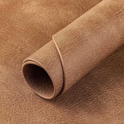 ADRIMER Placemats, Heat Resistant Oval Placemats Set of 4 Washable 12 x 17 Inch, Waterproof Table Mats, Wipeable Pu Place Mats for Kitchen, Dining Room, Sandy Light Brown