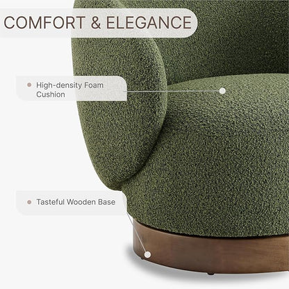 Swivel Accent Chair Round Barrel Armchair Upholstered Performance Fabric for Living Room Bedroom Reading Waitingroom,2 PCS,Moss Green