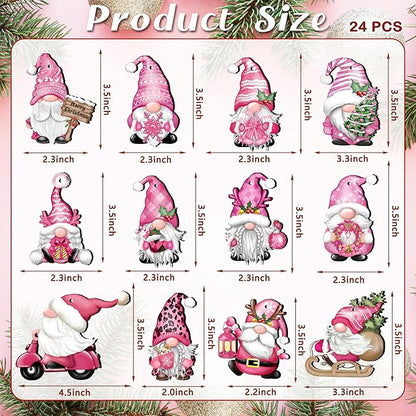 Christmas Wooden Hanging Ornaments, Wood Hanging Decor for Christmas Tree Decoration Gnome Santa Doll Wooden Hanging Craft Gnome Elf Party Supplies (Xmas-Gnomes-D)