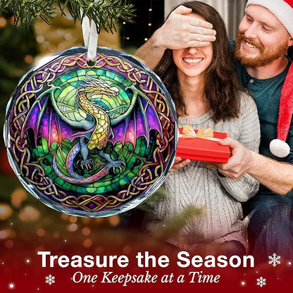 Celtics Ornament - Dragon Themed Celtic Christmas Ornaments for Tree, Unique Dragon Tree Topper, Perfect for Dragons Lovers, Eye-Catching Celtic Knot Ornaments, Ideal for Families