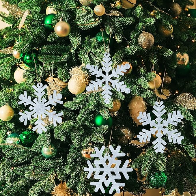 Oudain 6 Pieces Metal Snowflake Ornaments Christmas Galvanized Snowflake Hanging Ornament Farmhouse Snowflake Tree Hanging Decoration for Xmas Winter Party Decor, 5.12 Inch, Silver