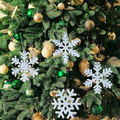 Oudain 6 Pieces Metal Snowflake Ornaments Christmas Galvanized Snowflake Hanging Ornament Farmhouse Snowflake Tree Hanging Decoration for Xmas Winter Party Decor, 5.12 Inch, Silver