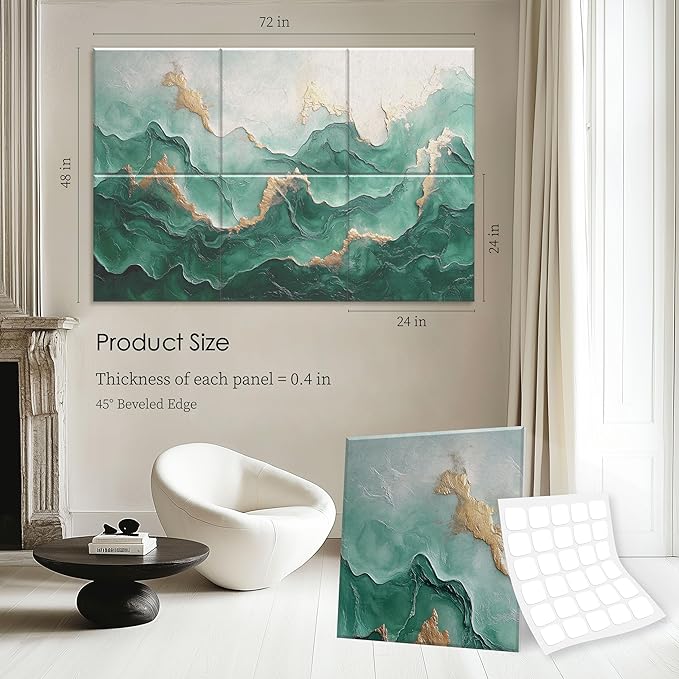 6-Pack Acoustic Wall Panels 72x48 Inch Decorative Acoustic Panels Sound Absorbing Wall Art for Studio Office Home Easy Installation