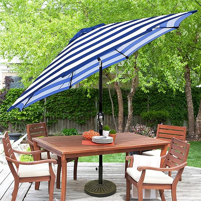 Blissun 9' Outdoor Patio Umbrella, Outdoor Table Umbrella, Yard Umbrella, Market Umbrella with 8 Sturdy Ribs, Push Button Tilt and Crank