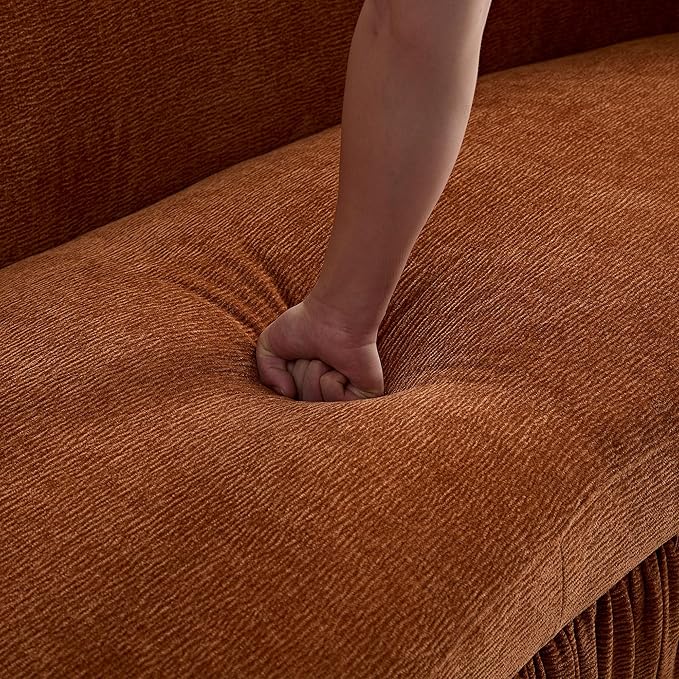 KEIKI 92" Oversized Curved Shaped Upholstered Modular Sectional Sofa, Modern 4-Seater Couch with Seat Cushions and Ergonomic Backrest, No Assembly Required, for Apartment, Living Room, Orange