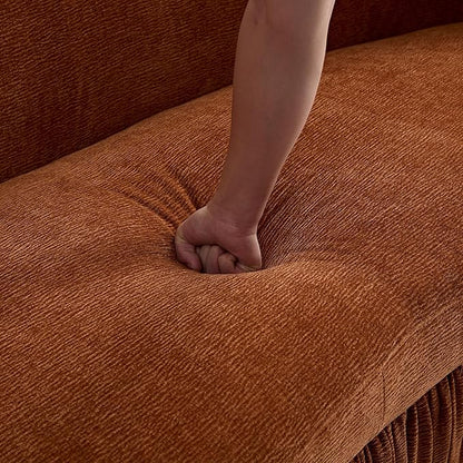 KEIKI 92" Oversized Curved Shaped Upholstered Modular Sectional Sofa, Modern 4-Seater Couch with Seat Cushions and Ergonomic Backrest, No Assembly Required, for Apartment, Living Room, Orange