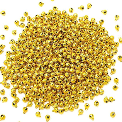 Augshy 200 Pcs Gold Small Jingle Bells, 1/4 Inch Craft Bells Mini Bulk for Christmas Home and Pet Decorations Bracelet Necklace Jewelry Making Xmas Decor Party Favors Supplies (Gold)
