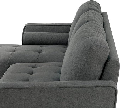 Studio Living® Lexington 83.1" Sofa Chaise, Mid-Century Modern, Pocket Coil Comfort, Reversable Chaise, Easy Assembly, Woven Fabric, Heather Grey