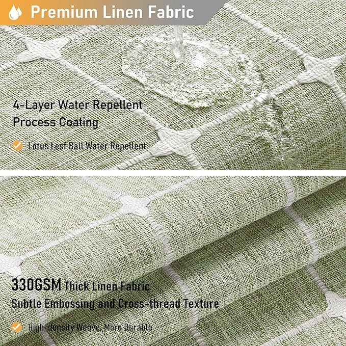 BTTN Stall Shower Curtain - 60x84 Long Boho Farmhouse Linen Weighted Fabric Cloth Shower Curtain Set with 10 Plastic Hooks, Narrow Bohemian Country Decorative Shower Curtains for Bathroom - Sage Green