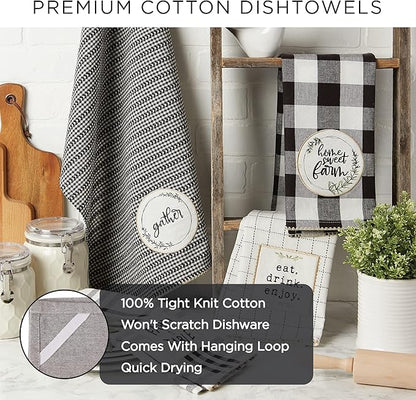 DII Valentine Dish Towels Set of 3 Embellished Hearts Decorative Kitchen Towels 18x28