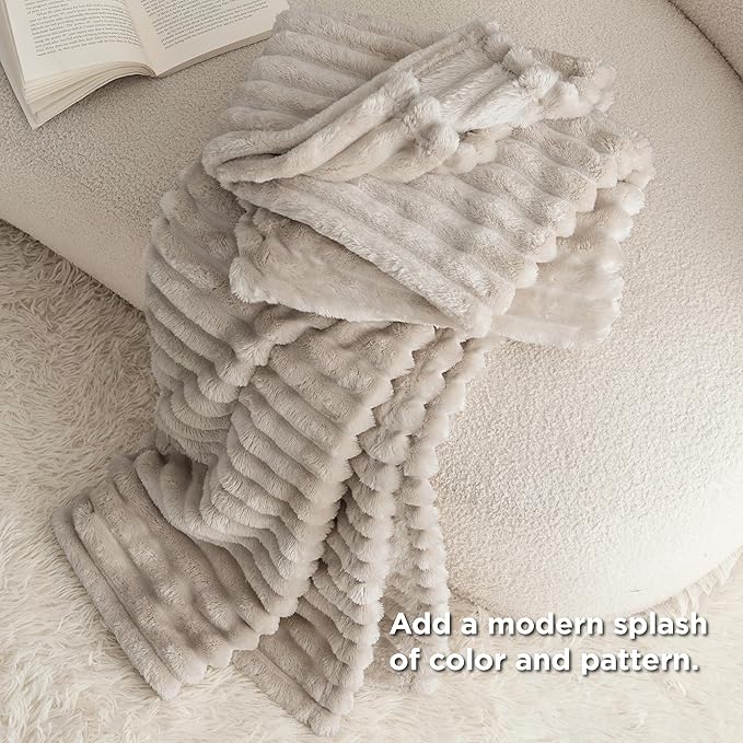 Bedsure GentleSoft Twin Blanket for - Cozy Soft Blankets for Women, Cute Small Fleece Throws for Girls, Linen, 60x80 Inches