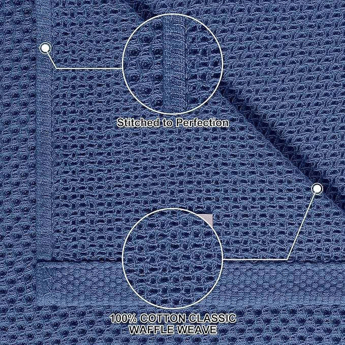 Homaxy 100% Cotton Kitchen Towels and Dishcloths Set, 12 x 12 Inches and 13 x 28 Inches, Set of 10 Bulk Kitchen Towels Set, Ultra Soft Absorbent Dish Cloths for Washing Dishes, Navy Blue