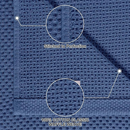 Homaxy 100% Cotton Kitchen Towels and Dishcloths Set, 12 x 12 Inches and 13 x 28 Inches, Set of 10 Bulk Kitchen Towels Set, Ultra Soft Absorbent Dish Cloths for Washing Dishes, Navy Blue