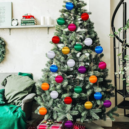 Syhood Christmas Satin Balls Christmas Silk Ball Ornaments Satin Silk Xmas Tree Hanging for Xmas Tree Decor Holiday Party Decorations (48 Pcs,Multicolor,2.2 Inches)