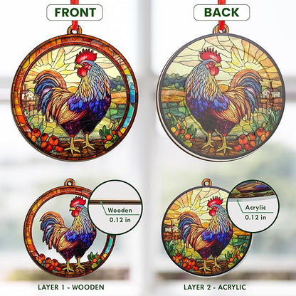 OASSIE Chicken Ornaments for Christmas Tree - Suncatcher Christmas Ornaments 2025 - Chicken Gifts for Women Men, Rooster Gifts for Women Animal Farmhouse Lovers, Rustic Home Decor