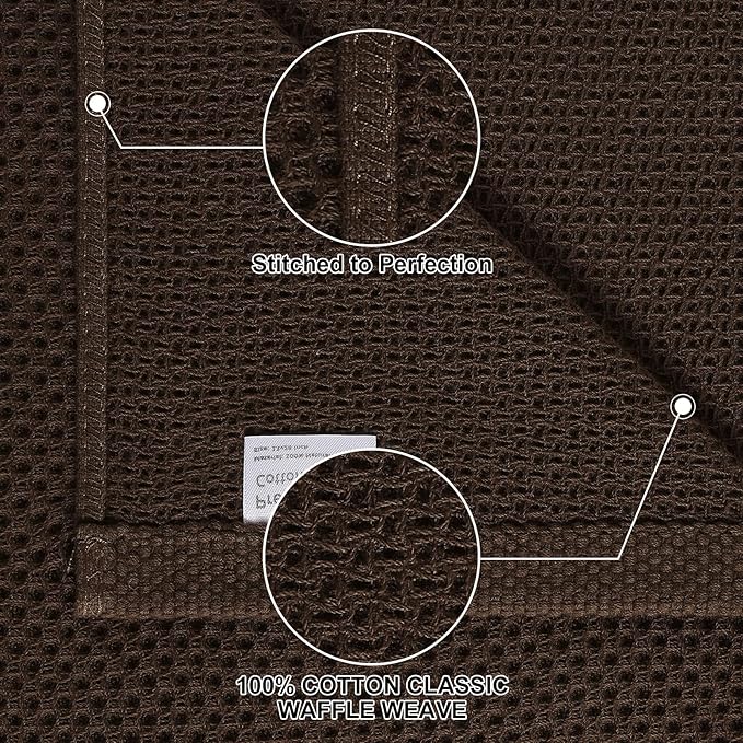 Homaxy 100% Cotton Kitchen Towels and Dishcloths Set, 12 x 12 Inches and 13 x 28 Inches, Set of 16 Bulk Kitchen Towels Set, Ultra Soft Absorbent Dish Cloths for Washing Dishes, Dark Brown