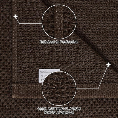 Homaxy 100% Cotton Kitchen Towels and Dishcloths Set, 12 x 12 Inches and 13 x 28 Inches, Set of 8 Bulk Kitchen Towels Set, Ultra Soft Absorbent Dish Cloths for Washing Dishes, Dark Brown