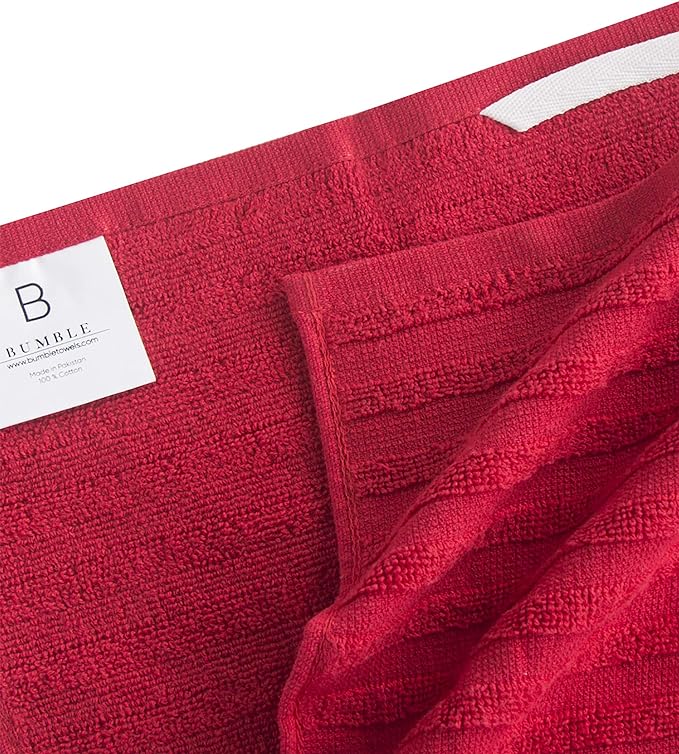 Premium Kitchen Towels 6 Pack Large Cotton Hand Towels Flat Terry Absorbent Tea Towels with Hanging Loop Red 20x28