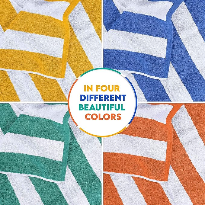 Utopia Towels Cabana Stripe Beach Towels, 30 x 60 Inches - Large Pool Towels (Bulk Pack of 24, Multi Color)