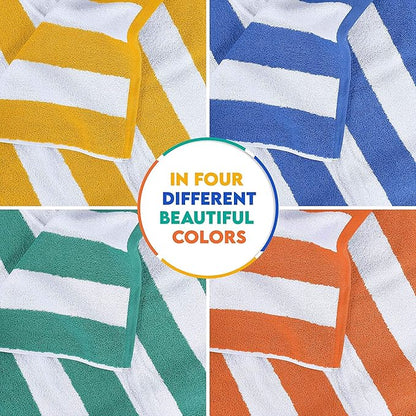 Utopia Towels Cabana Stripe Beach Towels, 30 x 60 Inches - Large Pool Towels (Bulk Pack of 24, Multi Color)