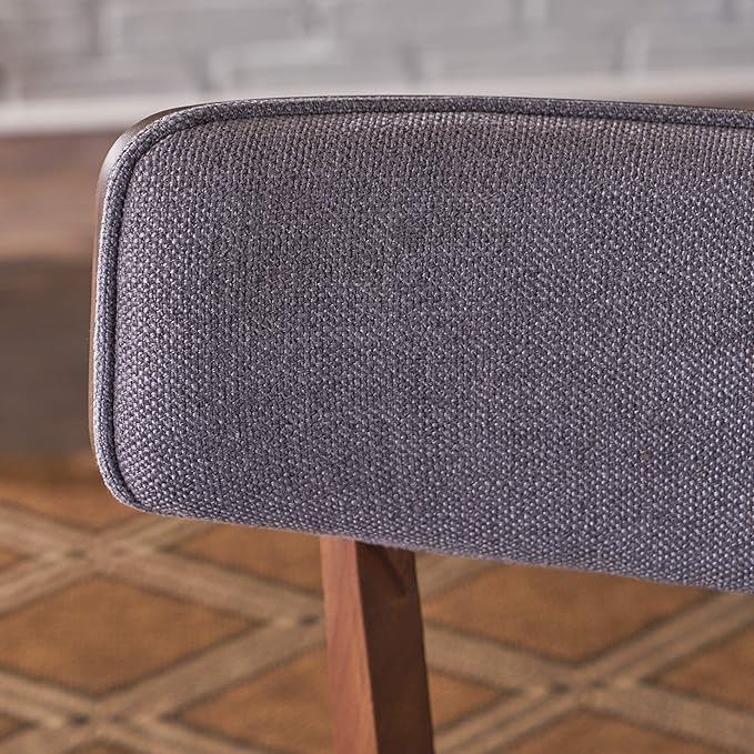 Christopher Knight Home Abrielle Mid-Century Modern Fabric Dining Chairs with Natural Walnut Finished Rubberwood Frame, 2-Pcs Set, Dark Grey / Natural Walnut
