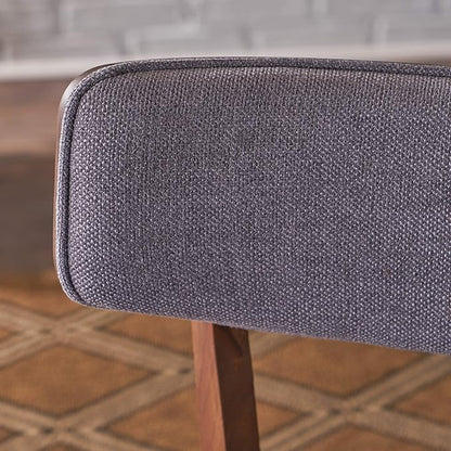 Christopher Knight Home Abrielle Mid-Century Modern Fabric Dining Chairs with Natural Walnut Finished Rubberwood Frame, 2-Pcs Set, Dark Grey / Natural Walnut