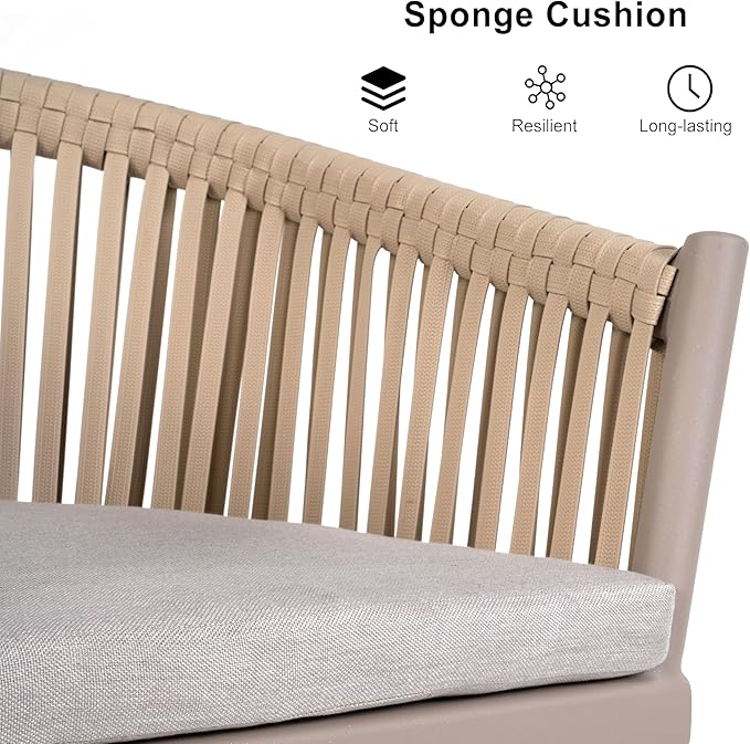 PURPLE LEAF 16 Pieces Outdoor Dining Set with Patio Aluminium Rectangular Dining Table and Wicker Chairs Modern Furniture Cushions Sets for Backyard Indoor Decor Kitchen Champagne