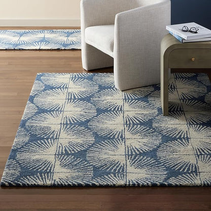 Nicole Miller New York Kendall Fluted Geo Handcrafted Area Rug, 100% Wool Rug, Navy Blue, 8'x10'