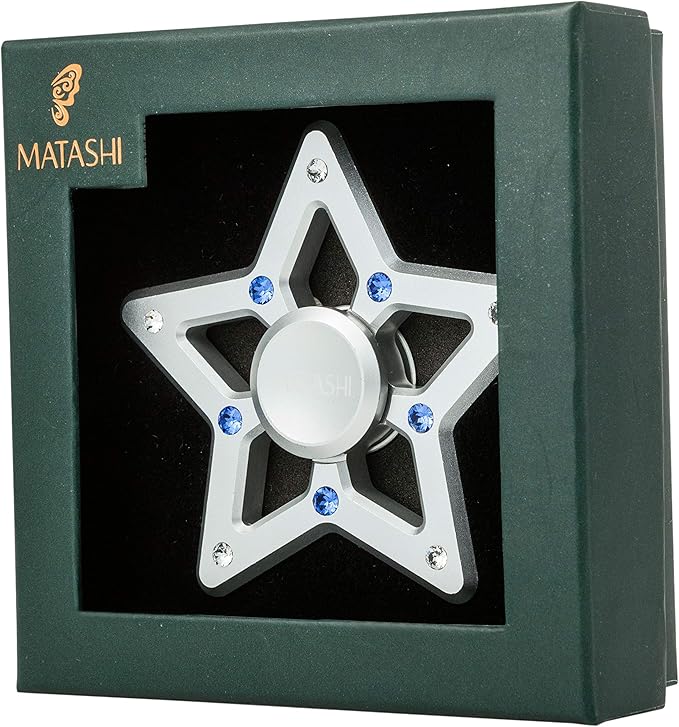 Matashi Hanging Christmas Tree Star Ornament with Matashi Crystals, Christmas Decorations for Holiday Wedding Party Decoration, Tree OrnamentsShiny, Chrome Plated Metal Finish, Ribbons Included