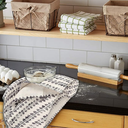 TARAN LIVING Kitchen Towels Dish Towels for Kitchen- Gray & Beige Tea Towels for Kitchen-Bar Towels for Kitchen-KitchenTowels and dishcloths-Printed Floral 18"x28" Pack of 4