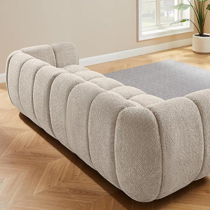 VANOMi 88" Oversized Boucle Sofa, Modern Upholstered Tufted Cloud Couch, Deep Seat Boucle Sofa,Cozy Modern 3 Seater Couch for Living Room, Bedroom, Apartment