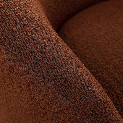 KINWELL 34" W Swivel Barrel Chair Set of 2, Mid Century Modern Round Upholstered Boucle Swivel Accent Chairs, No Assembly Chair for Living Room Bedroom Reading, Brown