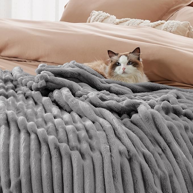 Bedsure GentleSoft Frost Gray California King Size Blanket for - Cozy Soft Blankets for Women, Cute Small Fleece Throws for Girls, 102x96 Inches