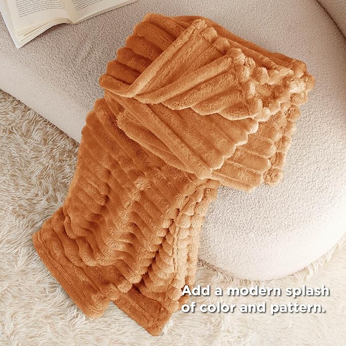 Bedsure GentleSoft Twin Blanket for - Cozy Soft Fall Blankets for Women, Cute Small Throws for Girls, Orange, 60x80 Inches