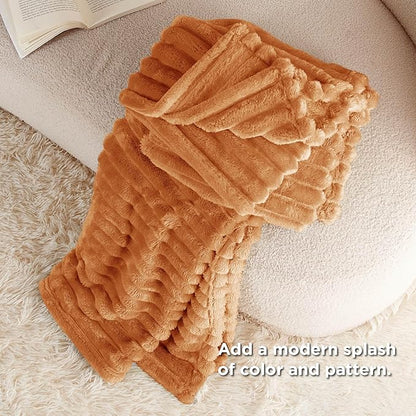 Bedsure GentleSoft Burnt Orange Fall Throw Blanket for - Cozy Soft Blankets for Women, Cute Small Fall Throws for Girls, Orange, 50x60 Inches