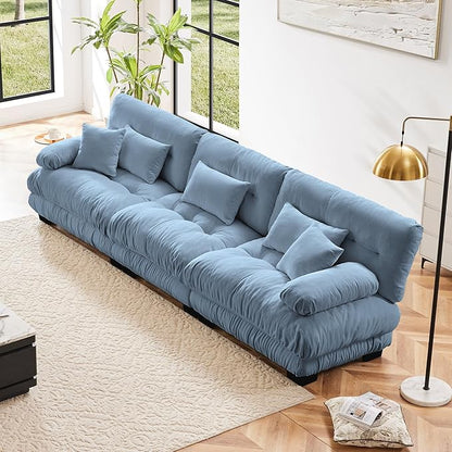 SoarFlash 133.8” Sectional Sofa 3 Seat Couch, L Shaped Modern Sofa with Solid Wood Legs, Couches Sofas for Living Room Apartment, Comfortable Small Couches for Small Spaces, Blue