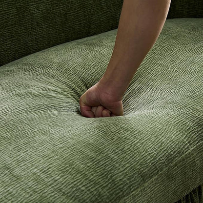 KEIKI 92" Oversized Curved Shaped Upholstered Modular Sectional Sofa, Minimalist 4-Seater Couch with Seat Cushions and Ergonomic Backrest, No Assembly Required, for Apartment, Living Room, Green