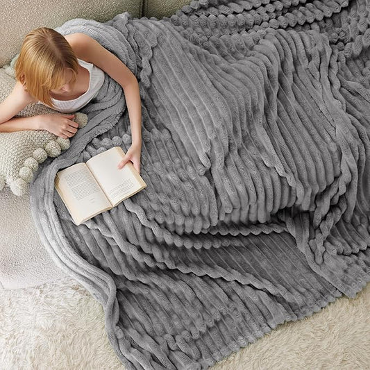 Bedsure GentleSoft Frost Gray Fleece Blanket for - Cozy Soft Blankets for Women, Cute Small Throws for Girls, 90x90 Inches