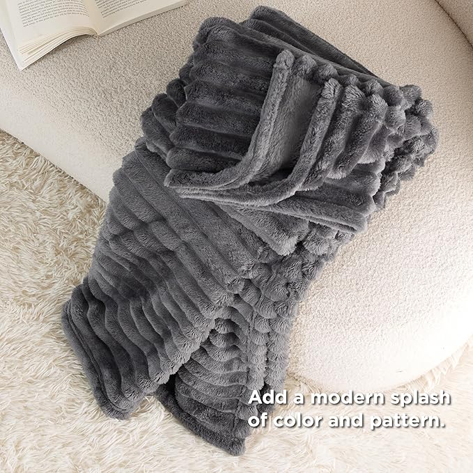 Bedsure Grey Fleece Throw Blanket for - Super Soft Cozy Blankets for Women, Cute Small Throws for Girls, 50x60 Inches