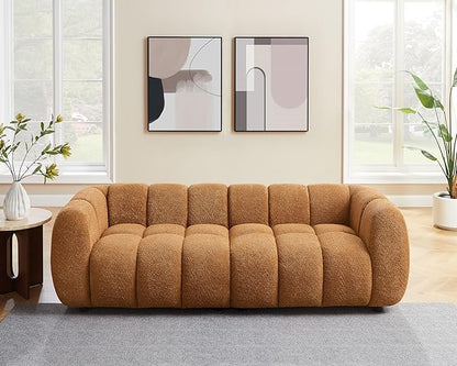 VANOMi 88" Oversized Boucle Sofa, Modern Upholstered Tufted Cloud Couch, Deep Seat Boucle Sofa,Cozy Modern 3 Seater Couch for Living Room, Bedroom, Apartment
