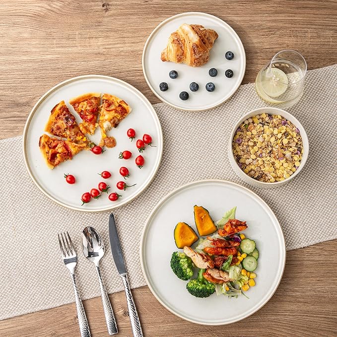 AmorArc Ceramic Dinnerware Sets, Handmade Reactive Glaze Stoneware Plates and Bowls Sets,Highly Chip and Crack Resistant | Dishwasher & Microwave Safe Dishes Set, Service for 6 (18pc)