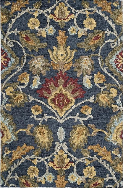 SAFAVIEH Blossom Collection Accent Rug - 2'3" x 4', Navy & Multi, Handmade Wool, Ideal for High Traffic Areas in Entryway, Living Room, Bedroom (BLM402A)